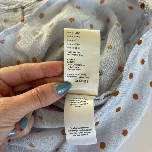 Free People Gobi Pleated Skort in Cornflower Blue Combo Polka Dot Size Large - Picture 9 of 10